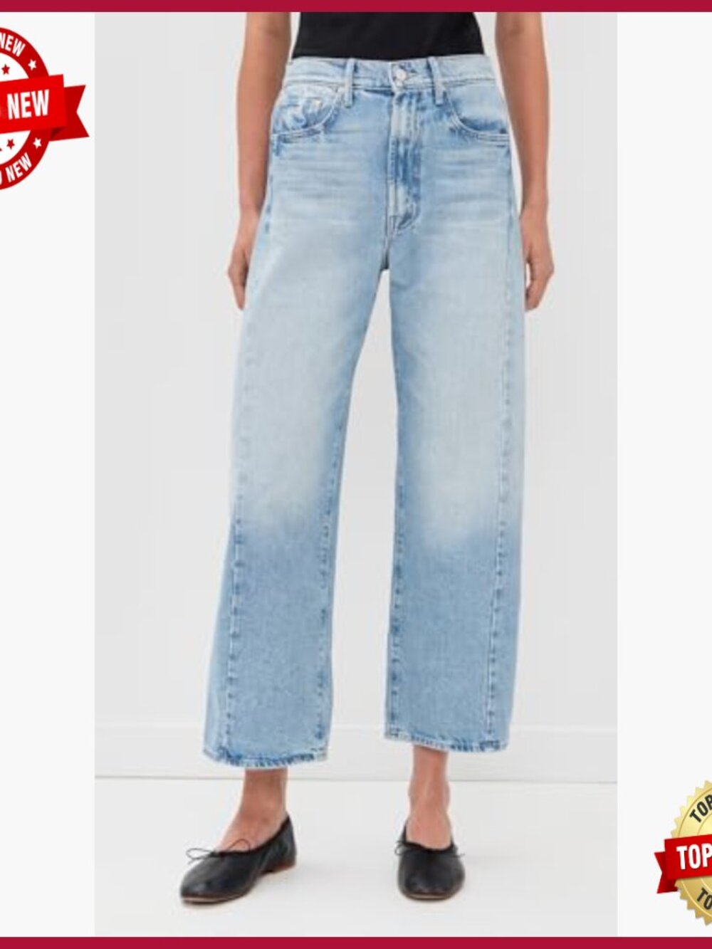High Rise Cropped Wide Leg Ankle Jeans Non-Stretch Denim - Picture 2 of 6
